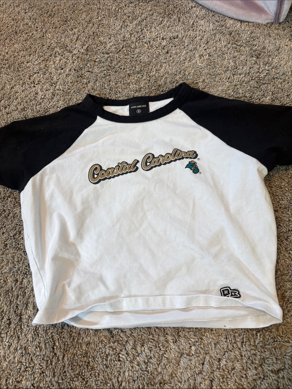 Coastal Carolina Raglan Tee by Brandy Melville - White with Black Sleeves